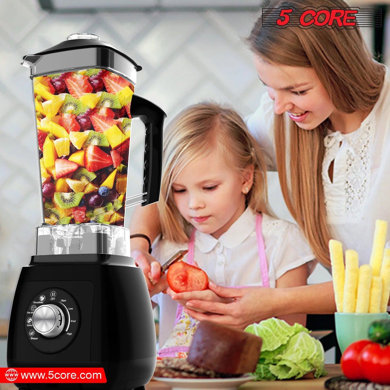 5Core Juicer Blender Machines 2000W Countertop Kitchen Smoothie Maker W 68Oz Jar