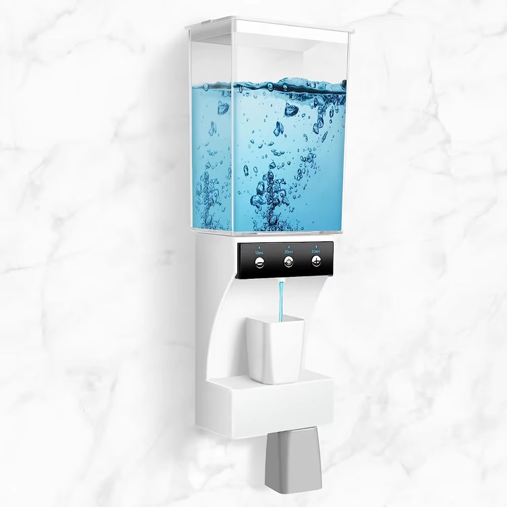 1Pc Automatic Touchless Mouthwash Dispenser - Wall Mounted, Hygienic, No Splash, Dust-Proof - 700Ml Capacity with Magnetic Cups