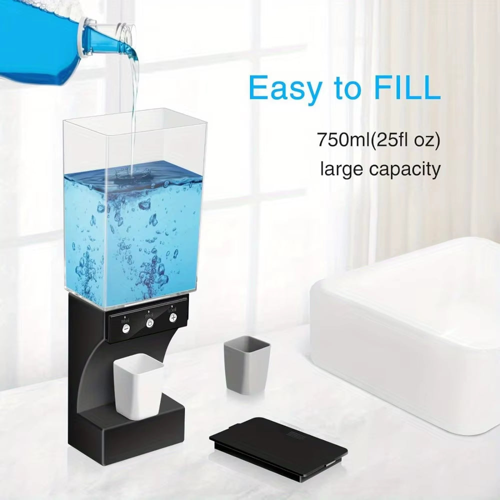 1Pc Automatic Touchless Mouthwash Dispenser - Wall Mounted, Hygienic, No Splash, Dust-Proof - 700Ml Capacity with Magnetic Cups